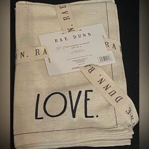 Rae Dunn LOVE Embroidered Napkins - Cream and Black